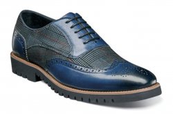 Stacy Adams "Baxley'' Ink Blue Genuine Leather Wingtip Oxford Shoes 25217-001.