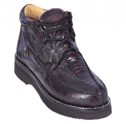 Los Altos Black Cherry Genuine All-Over Ostrich Leg Casual Shoes ZA050518