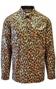 Stacy Adams Metallic Gold / Black / Brown Leopard Design Long Sleeve Shirt 7538