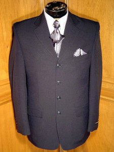 Falcone Solid Black Super 100's Men's Suit