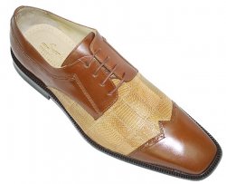 Steve Harvey Collection "Pismo" Taupe/Bone Genuine Lizard Shoes