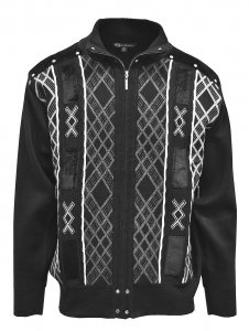 Silversilk Black / Grey / White Zip-Up Sweater With Snakeskin Print Elbow Patches 3232