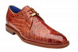 Belvedere "Amato" Antique Brandy Genuine Alligator Dress Shoes N01.