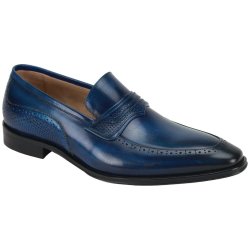 Giovanni "Kris" Blue Genuine Calfskin Slip-On Loafer Shoes.