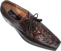 Giorgio Brutini Chocolate Brown Crocodile Print Leather Shoes 157132