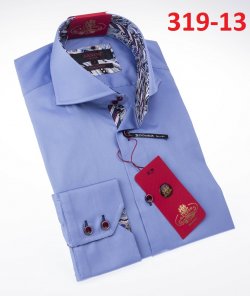 Axxess Light Blue Cotton Modern Fit Dress Shirt With Button Cuff 319-13.