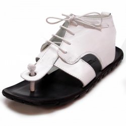 Encore By Fiesso White High Top Lace Up Leather Sandals FI4045