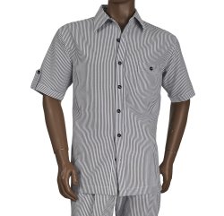 Giorgio Inserti White / Black Seersucker Microfiber Blend Short Sleeve Outfit 7288