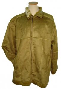 Prestige Olive Suede Leather Coat with Fur