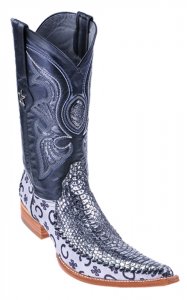 Los Altos Silver Genuine Python 6X Pointed Toe Cowboy Boots 96T5736