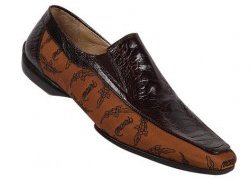 Mauri 2626/1 Trigator Fabric Dark Orange / Ostrich Leg Dark Brown Loafer Shoes