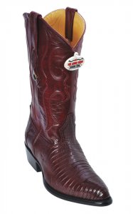 Los Altos Burgundy Genuine All-Over Lizard Teju J-Toe Cowboy Boots 990706