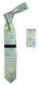 Hi-Density By Steven Land Collection "Big Knot" BW2603 Lime Green / Purple / Rose / Taupe / Turquoise 100% Woven Silk Necktie / Hanky Set