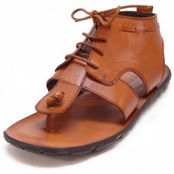 Encore By Fiesso Tan High Top Leather Sandals FI4045