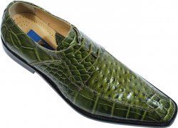 Giorgio Brutini Forest Green Alligator / Ostrich Print Pointed Toe Shoes 210045