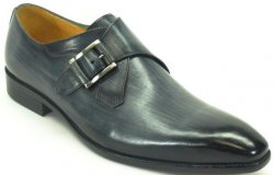 Carrucci Grey Genuine Leather Monk Strap Buckle Loafer Shoes KS503-39.