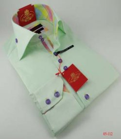 Axxess Light Green / Purple 100% Cotton Dress Shirt 05-112
