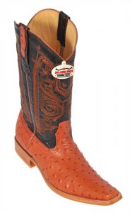 Los Altos Cognac Genuine All-Over Ostrich Square Toe Cowboy Boots 710303