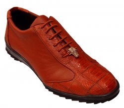 Los Altos Cognac Genuine Ostrich / Leather Sneakers 1ZC091903