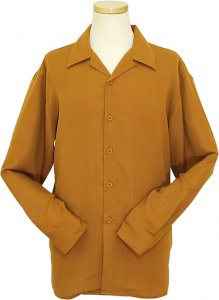 Pronti Solid Mustard Gold Long Sleeve Microfiber Casual Shirt S247-31