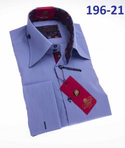 Axxess Indigo Cotton Modern Fit Dress Shirt With French Cuff 196-21.