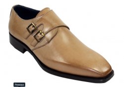 Duca Di Matiste "Latina" Neutro Genuine Calfskin Double Buckle Loafer Shoes.