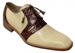 Mauri "2552" Cream / Gold Genuine All Over Alligator Shoes.