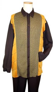 Silversilk Brown/Mustard Rayon Blend Silk Knit 2 PC Outfit 9106