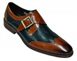 Carrucci Brown / Cognac Genuine Calf With Monk Straps Shoes KS099-710T.