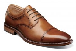 Stacy Adams "Flemming'' Cognac Genuine Leather Cap Toe Oxford Shoes 25304-401.