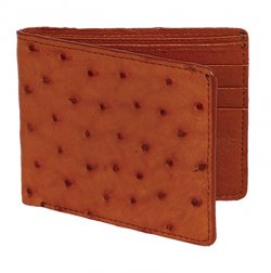 Los Altos Cognac Genuine Ostrich Card Holder Wallet CA10303