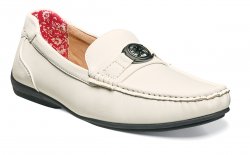 Stacy Adams "Cyrus" White Leather Lined Bit Strap Driving Loafers 25173-100