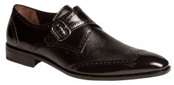 Mezlan "Senator" Black Genuine Deerskin / Calfskin Italian Shoes 15707.