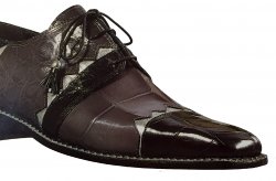 Mauri "4116" Genuine Black / Grey Silver Alligator Shoes