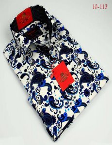 Axxess Blue / Black Handpick Stitching 100% Cotton Dress Shirt 10-113