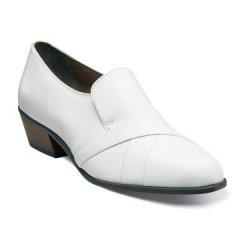 Stacy Adams "Soto" White Genuine Leather Dress Shoes With Cuban Heel 24820-100.