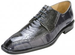 Belvedere "Cava" Grey Genuine Ostrich/Eel Shoes