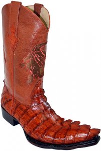 Pecos Bill "Monster" Cognac All-Over Hornback Crocodile With Big Crocodile Tail Boots