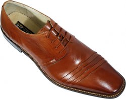 Stacy Adams "Radley" Cognac Genuine Pleated Leather Shoes 24680