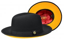 Bruno Capelo Black / Gold Bottom Australian Wool Fedora Dress Hat PR-308.