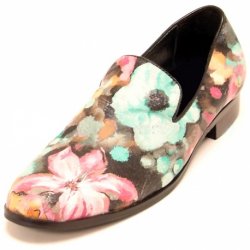 Fiesso Flower Print Genuine Suede Loafer Shoes FI6801
