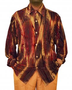 Pronti Camel / Red / Brown Paisley Design Long Sleeve Microfiber Casual Shirt S6089S