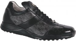 Mauri "Industry" 8841 Black / Charcoal Grey Genuine Baby Crocodile/ Calf / Mauri Fabric Sneakers.