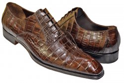 Caporicci 1114 Chocolate Brown All-Over Genuine Baby Alligator Cap Toe Shoes