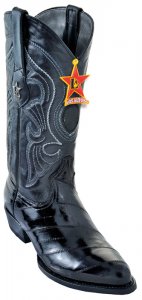 Los Altos Black Genuine All-Over Eel J-Toe Cowboy Boots 990805