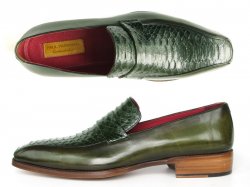 Paul Parkman 23K38 Green Genuine Python / Calfskin Loafer Shoes