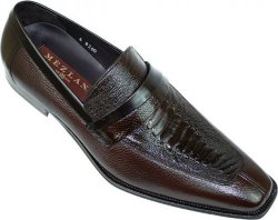 Mezlan "13414/P" Chocolate Brown Genuine Ostrich / Deer Skin Shoes