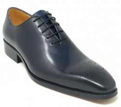 Carrucci Navy Genuine Leather Wholecut Oxford Shoes KS503-36.