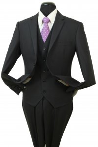 R&B 5001V-5 Black Super 150's Merino Wool Suit