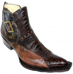 Pecos Bill "Edge" Brown Crocodile/Ostrich Pointed Toe Boots